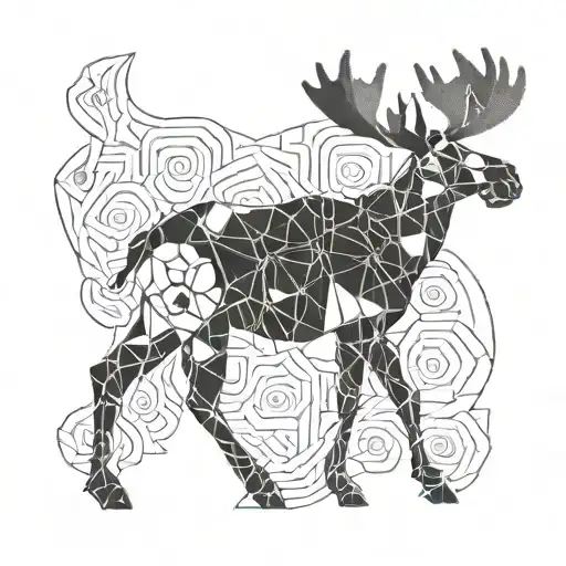 Floral Moose Alpaca Silhouette