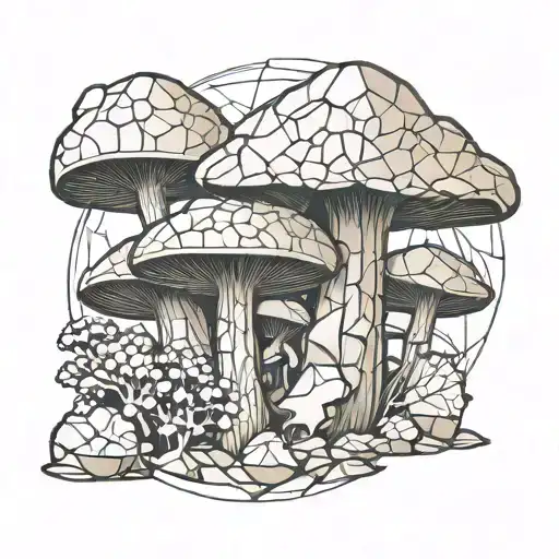 Mushrooms Made Of Cracked Stone Abstract