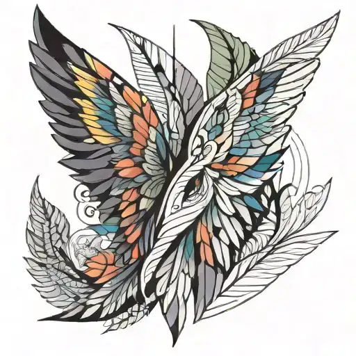 Wing At Leg Black And Colour