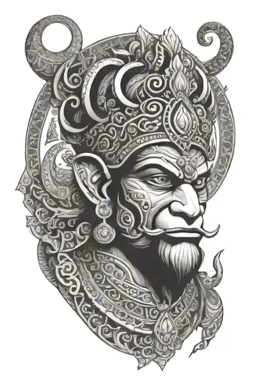 Hanuman Ji Tattoo At Top And Shree Written At Bottom