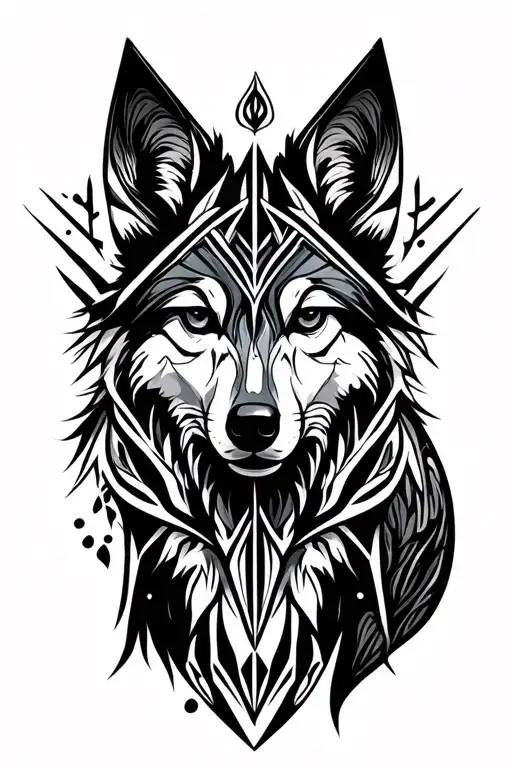 Black Coyote Trible With Woods