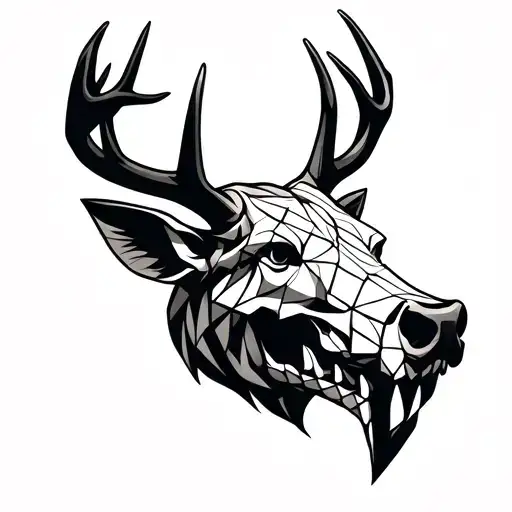 Buck Mixed With Boar Bottom Jaw Skull