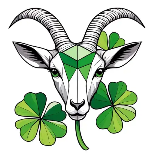 Goat Inside Of 4 Leaf Clover Simple