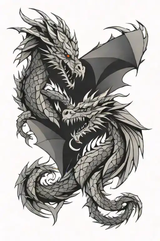 Twin Head Ice And Fire Dragon