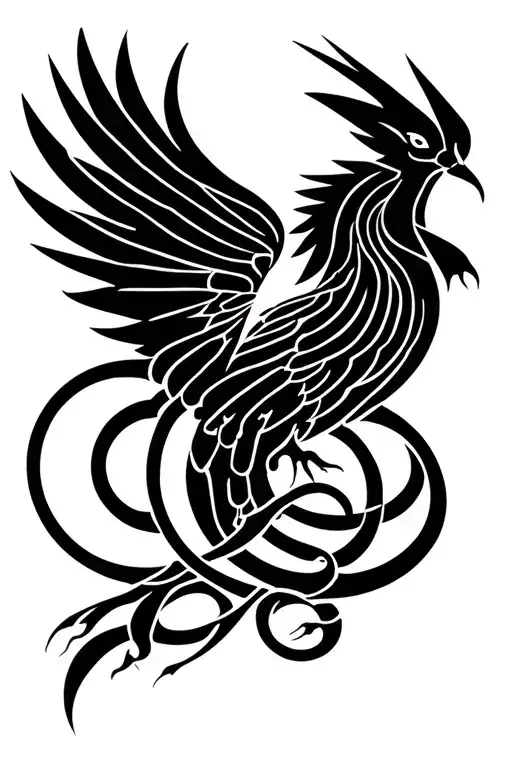Ouroboros And Phoenix Semicolon Tattoo Design