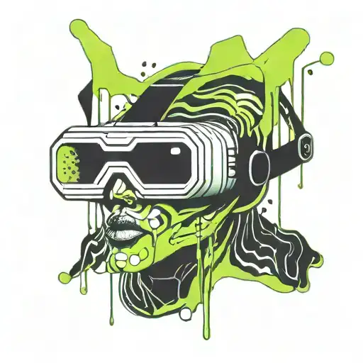 Black Vr Headset With Lime Green Slime Dripping