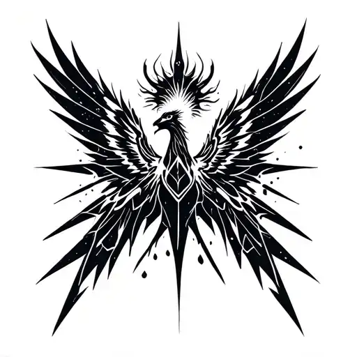 Black Ice Phoenix Wings Spread Rising From The Ashes