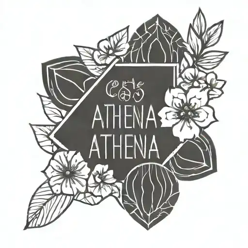 Cats Paw Print With Flowers And The Name Athena