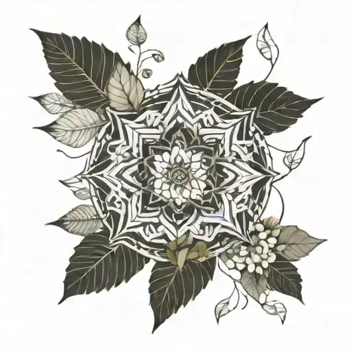 Mandala Along With Leaves
