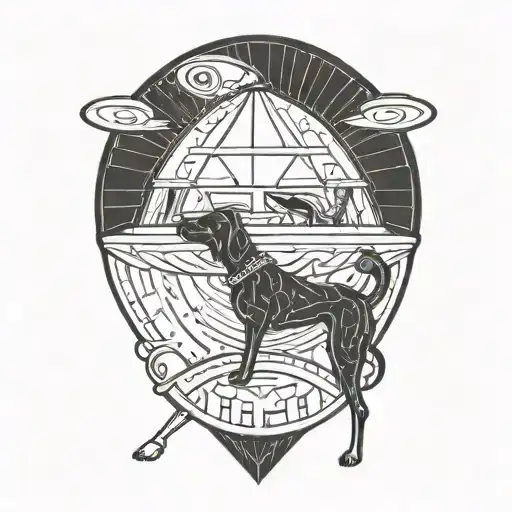 A Dog And Woman Being Lifted Up Into A Ufo Hovering