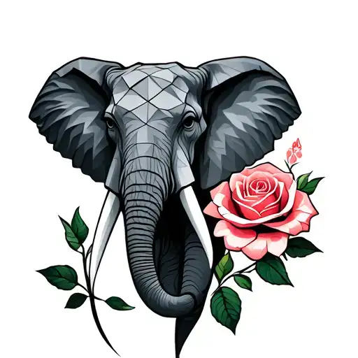 Elephant Head And Rose Growing