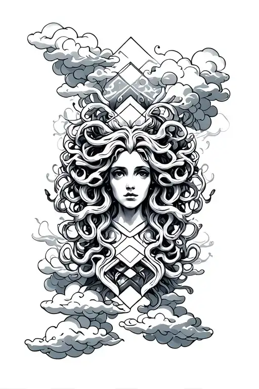 Medusa And Clouds Surrounding