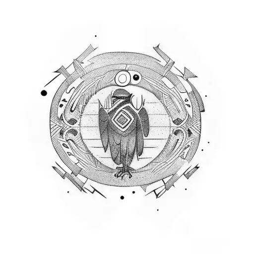 Crow Head With Nordic Runes