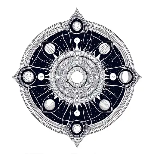 Sri Chakra With Nine Planets Stars And Nebulas