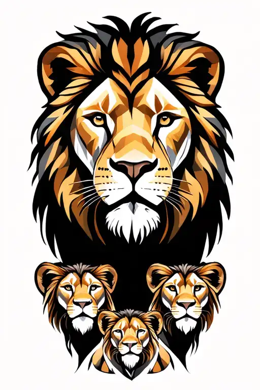 Lion Family With The Integrated Letters