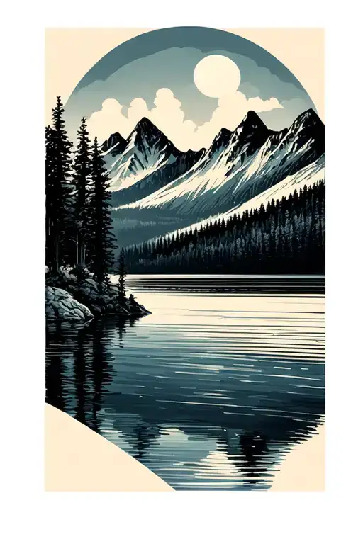 Cross Mountain Lake Scene