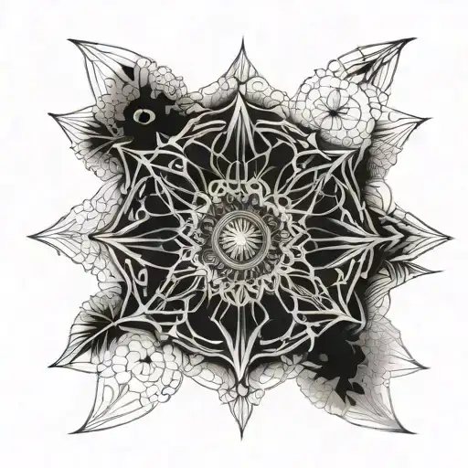 A Long Ornamental Dot Work Tattoo For The Spine