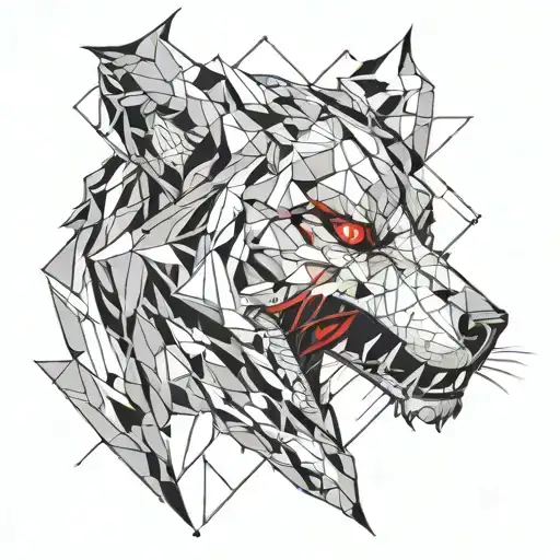 A Girl Soothing A Snarling Beast With Red Eyes