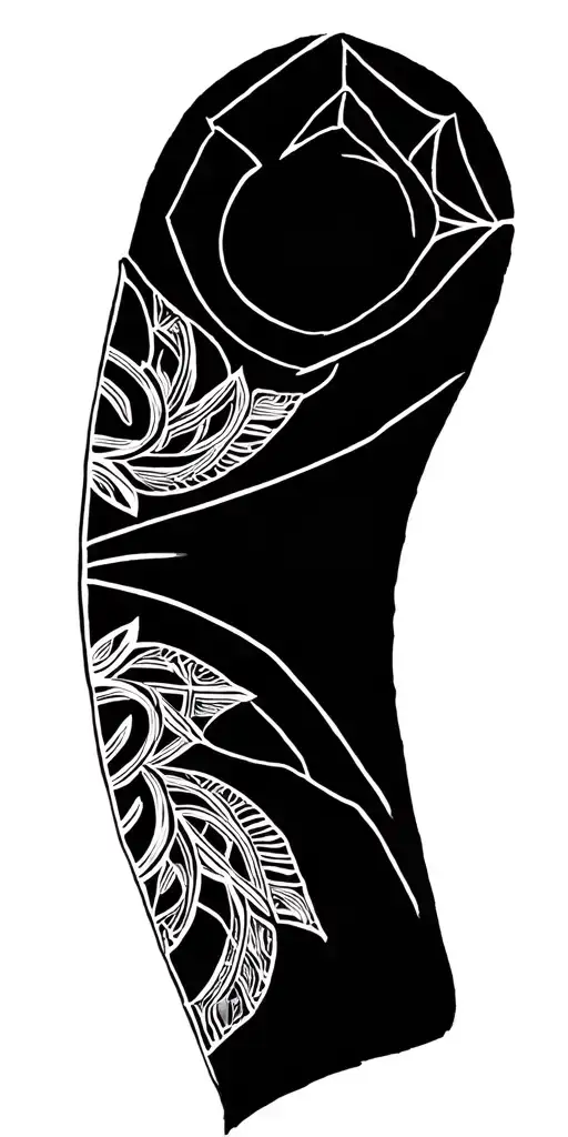 Cover Up Geometric Mandala Incorporating Elements On A Black Background