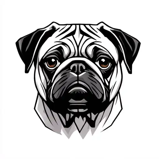 Pug Dog Face Outline