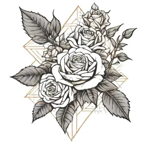 A Rose And Flower Bouquet With Hidden Game Symbols Intertwined