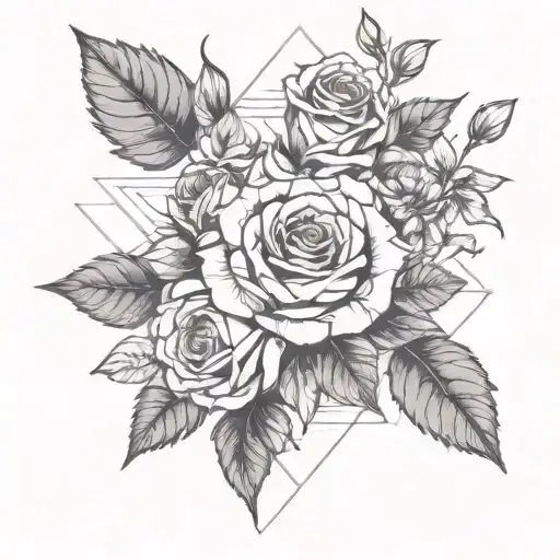 A Rose And Flower Bouquet With Hidden Game Symbols Intertwined