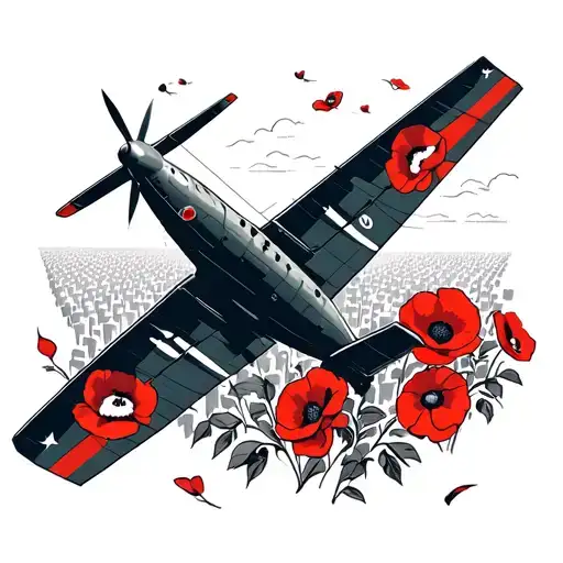 Lancaster Bomber Dropping Poppies Over A Military Graveyard