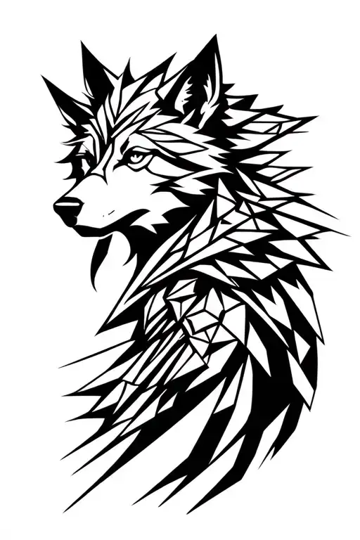 Warrior Princess And Wolf Silhouette