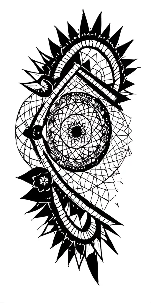 Dark Sacred Geometry Mandala Design Incorporating Elements