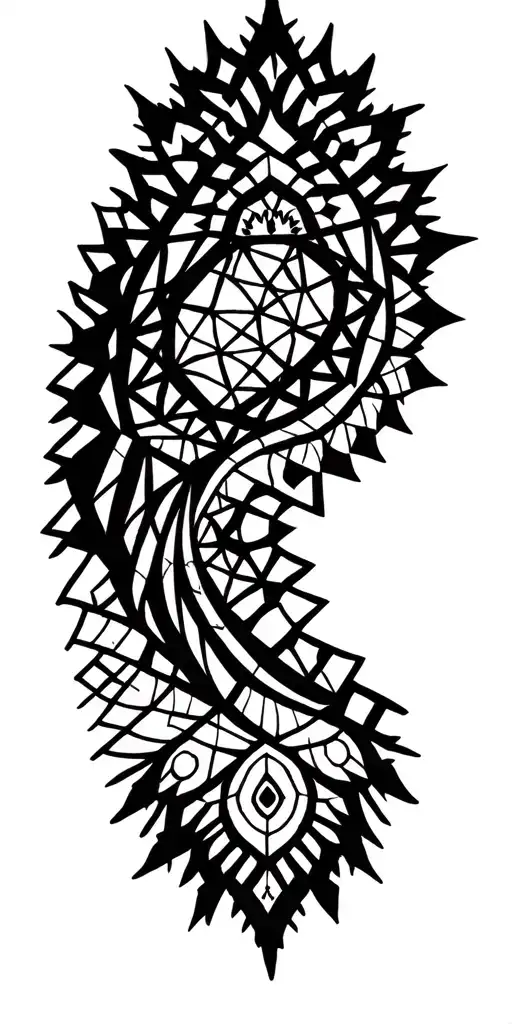 Dark Sacred Geometry Mandala Design Incorporating Elements