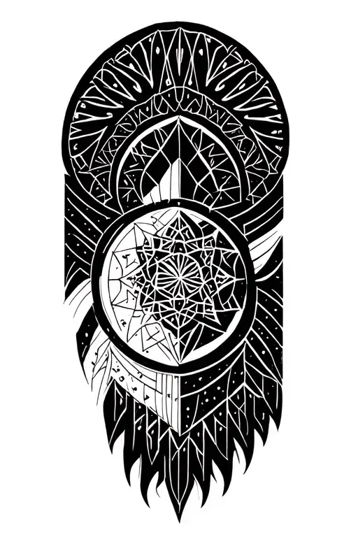 Dark Sacred Geometry Mandala Design Incorporating Elements