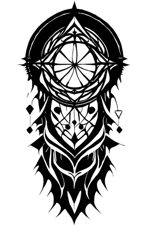 Dark Sacred Geometry Mandala Design Incorporating Elements