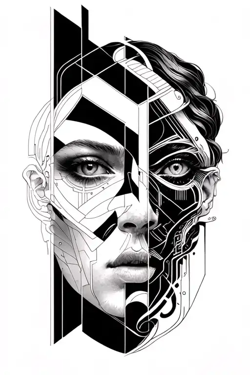 Gemini Two Face Cybord With Engineering Background Shoulder