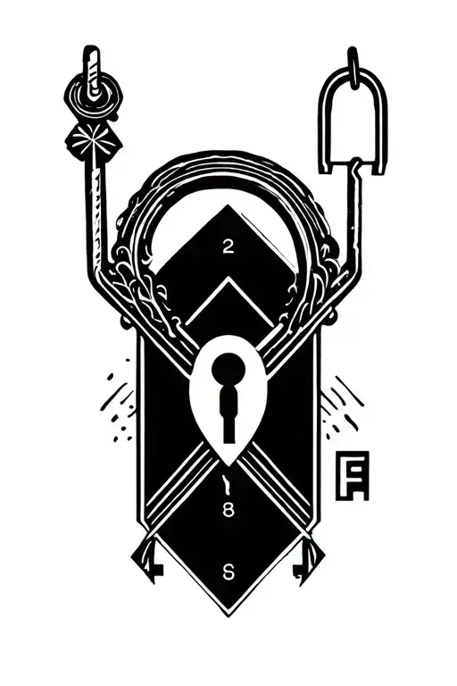 Padlock And Key Separate Couple Tattoo Design