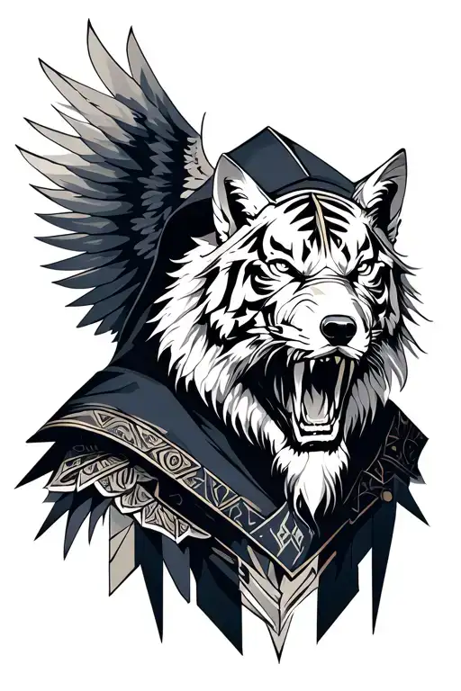 Ottoman Warrior Reaper Angel Hooded White Beard Tiger Wolf Powerful Scary Tattoo Idea