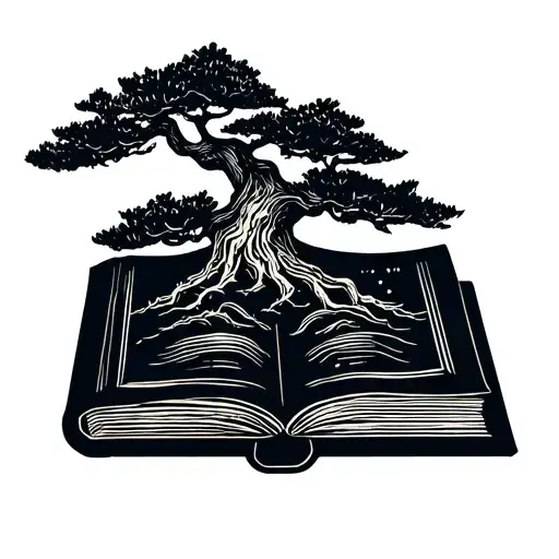 Bonsai Tree On Top Of A Bible