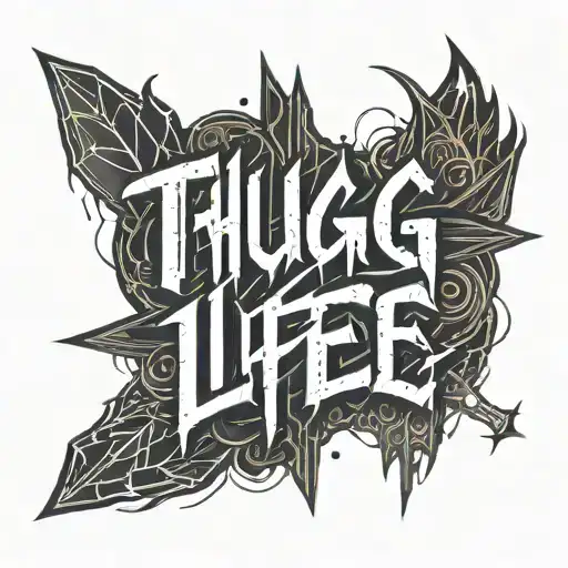 Thug Life Text In Dark Horror Lettering Style