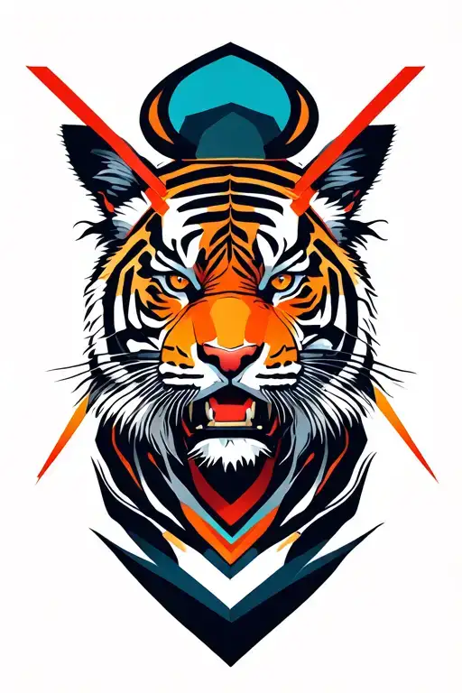 Samurai Warrior And Tiger