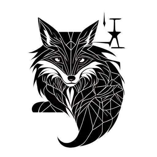 Alchemy Symbol And Fox Sitting