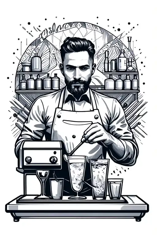 Barista Bartender Mixing Cocktails