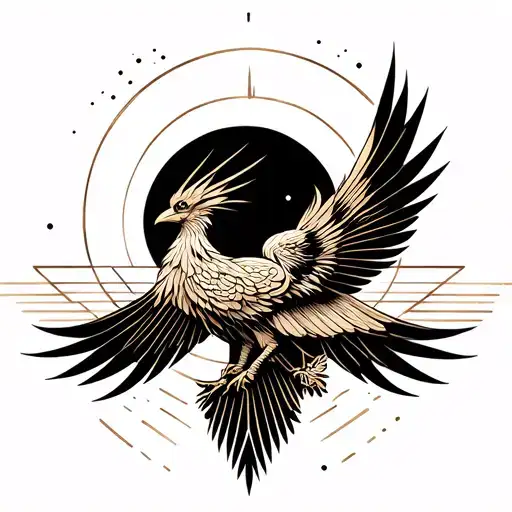 Phenix Bird With Quater Moon