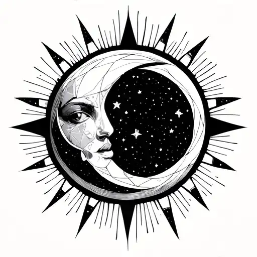 Moon And Star In Sun