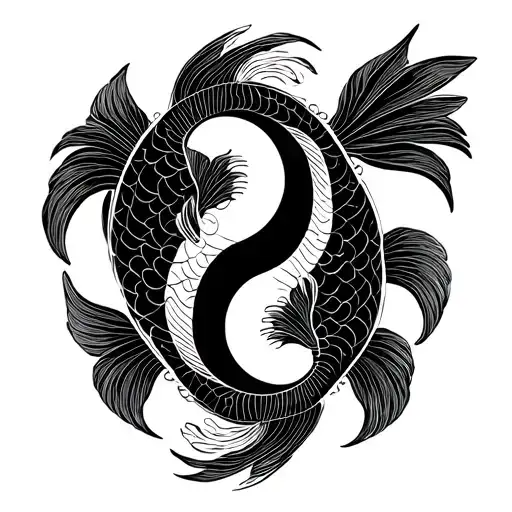 Yin Yang Koi Fish Swimming Gracefully