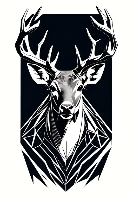 Deer Head Geometric Abstract Representation