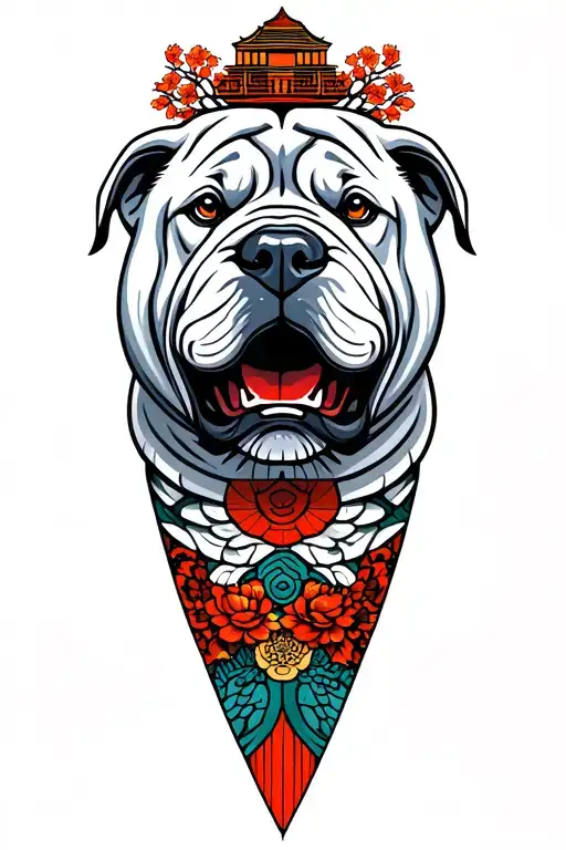 Shar Pei With Chinese Landcape