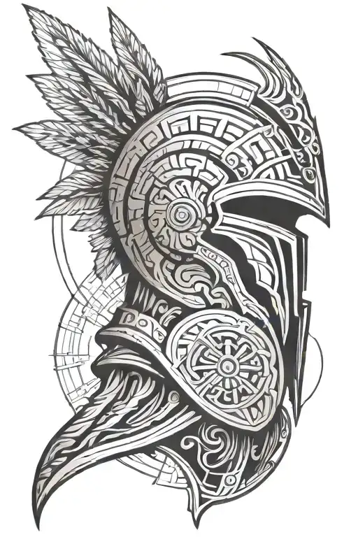 Sparta Helmet With Enso Circle And Line Arts