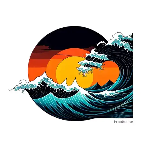 Wave And Sunset