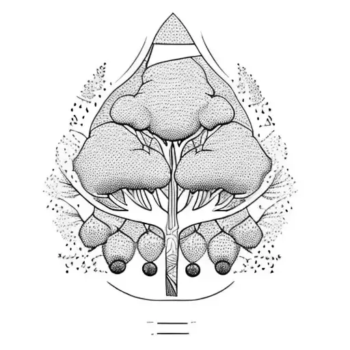 Family Tree With 8 Berries Mountain Scene