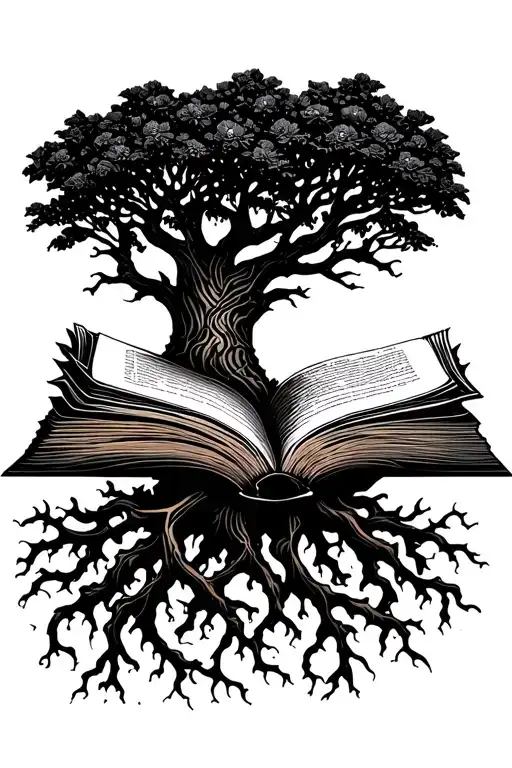 Open Book And Roots Extending From It