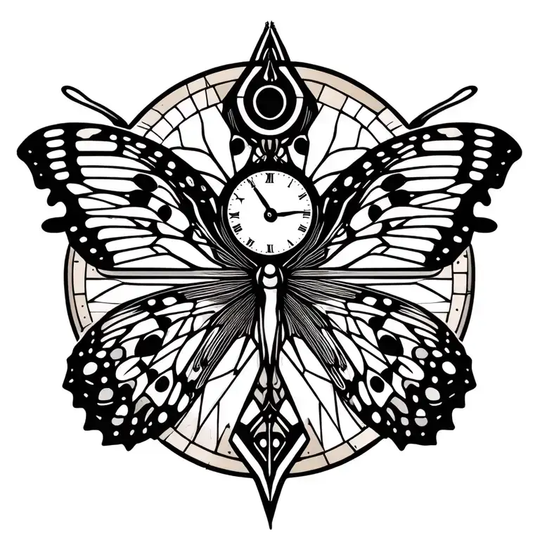 Buterfly And Time Clock